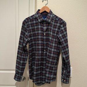 Blue, pink, white and black checkered Egara dress shirt